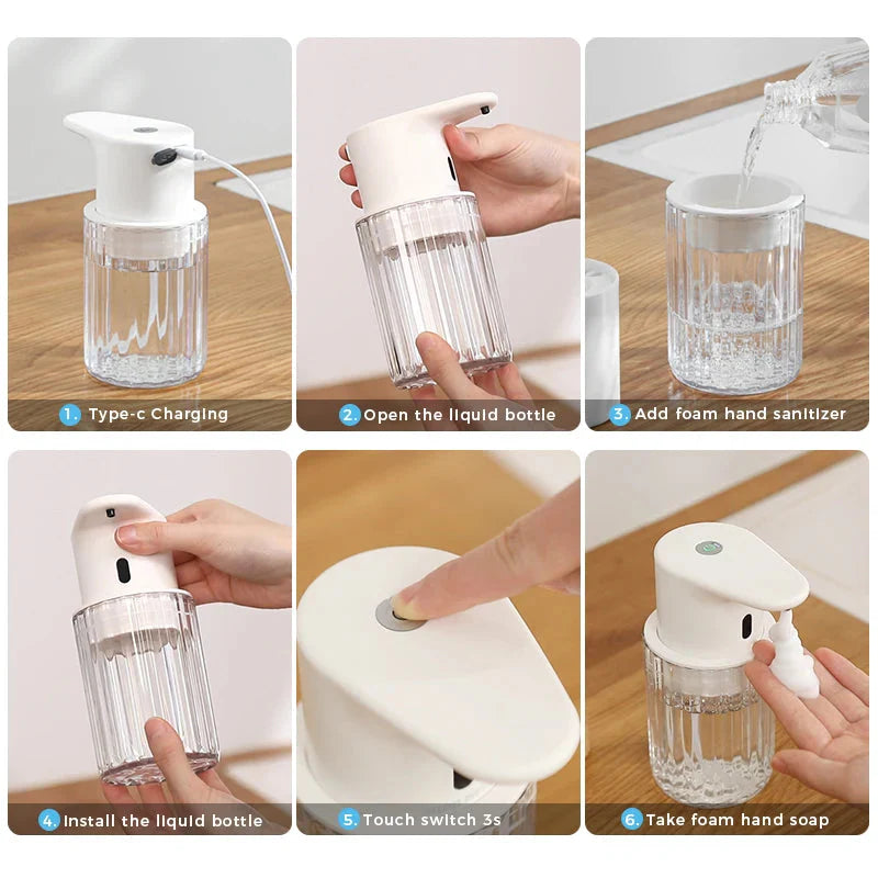 Automatischer Seifenspender | Hygienische Dosierung per Sensor | Aufladbar und Nachfüllbar | HygiaFlow