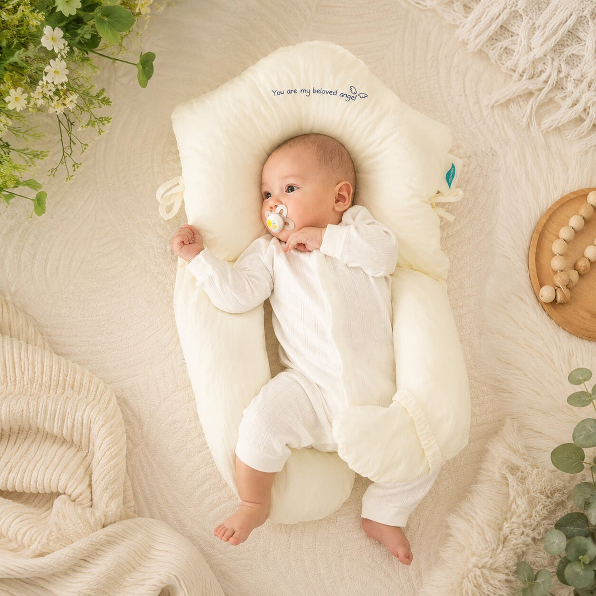 Polštářek pod hlavičku miminka | Boční opora pro dobu bdění | Měkká podložka pod dohledem | CozyCradle