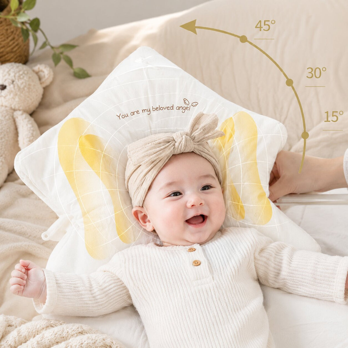 Polštářek pod hlavičku miminka | Boční opora pro dobu bdění | Měkká podložka pod dohledem | CozyCradle