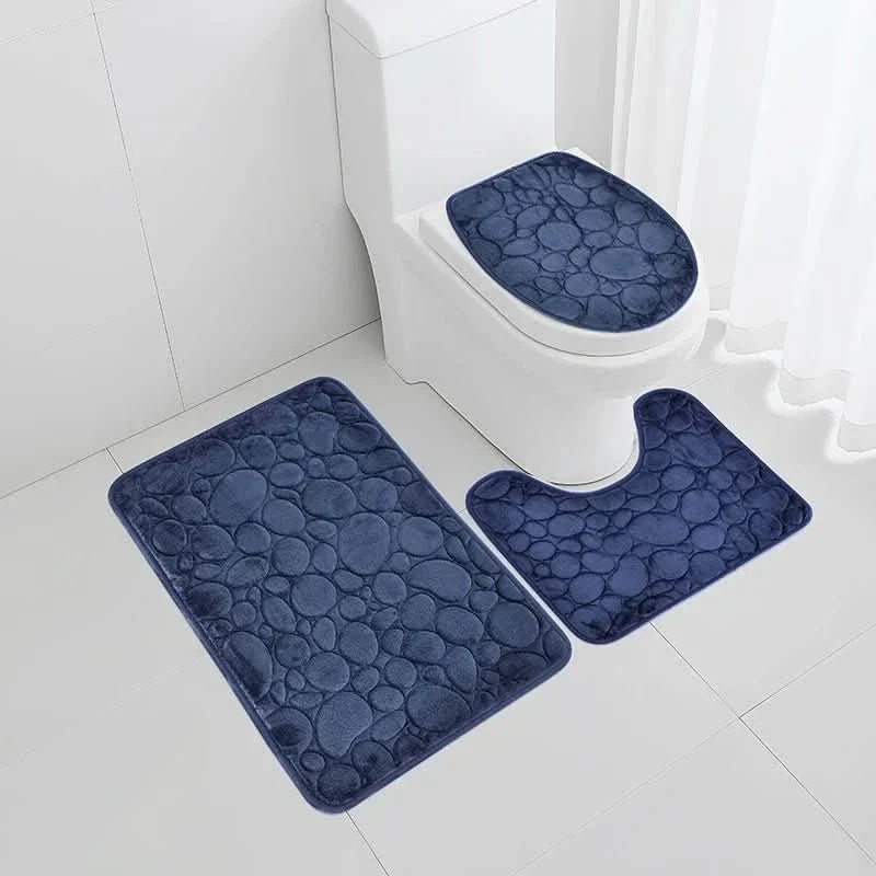 Badematten-Set Mikrofaser 3-teilig | Rutschfeste Unterseite | Saugstark und Weich für trockenen und sicheren Boden