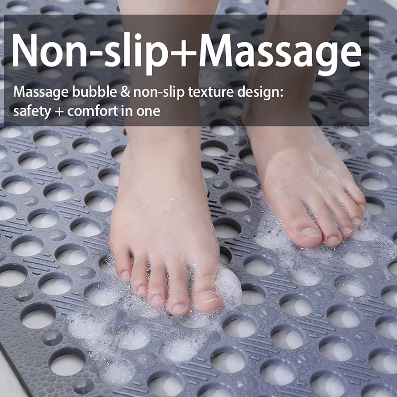 Badezimmer Sicherheitsmatte | Rutschfestes PVC mit Ablauflöchern | Schneller Wasserablauf | AquaGrip