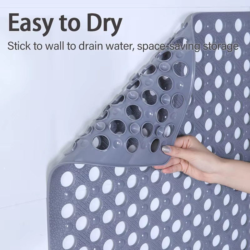 Badezimmer Sicherheitsmatte | Rutschfestes PVC mit Ablauflöchern | Schneller Wasserablauf | AquaGrip