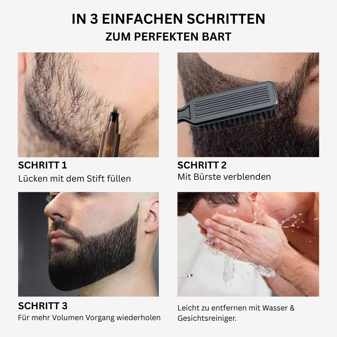 Bartfüllstift & Styling-Set Herren | Wasserfest, Braun oder Schwarz | Bürste & Konturhilfe für dichte Bartlinien 8