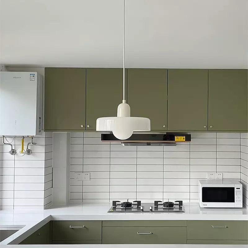 Glas-Pendelleuchte Bauhaus-Stil | Rundes Buntglas mit verstellbarer Hängehöhe | Ideal für Wohnzimmer, Küche und Flur 47