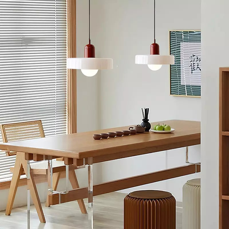 Glas-Pendelleuchte Bauhaus-Stil | Rundes Buntglas mit verstellbarer Hängehöhe | Ideal für Wohnzimmer, Küche und Flur 35