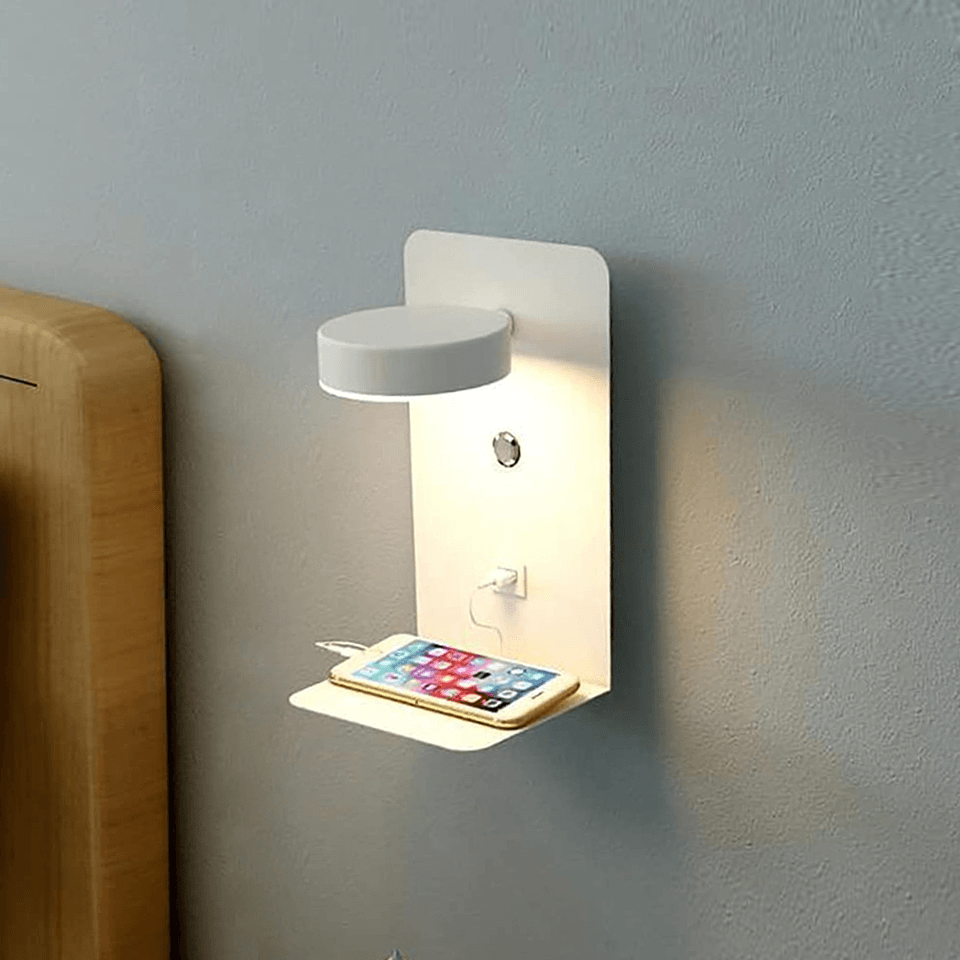 Világítási hub töltőállomással | LED-es fali lámpa | Polc és telefontöltő | ReadCharge