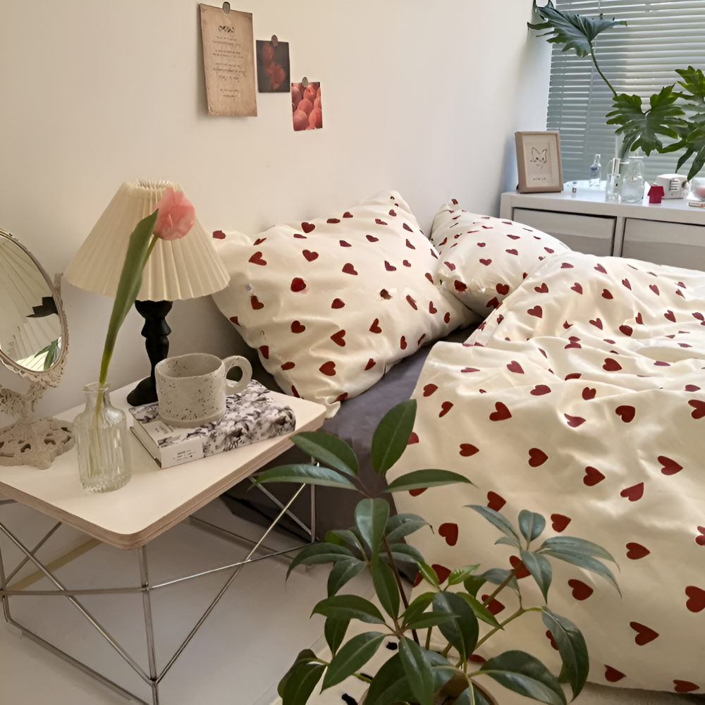 Bettlaken | Herzmuster | Weiches Schlafgefühl | Pflegeleicht | CozyHeart