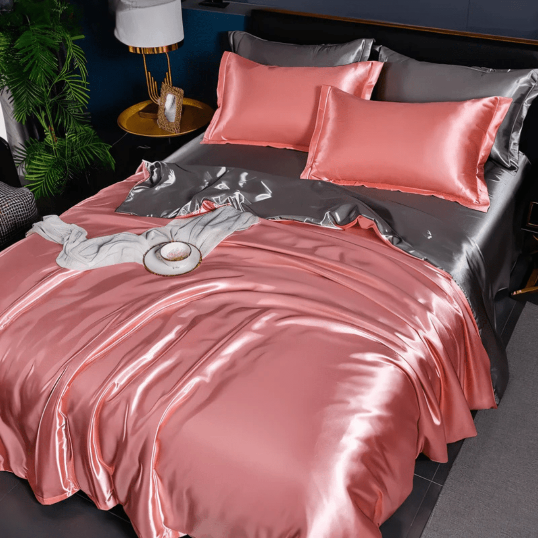 Bettwäsche Set | Satin-Optik Polyester | Bettbezug + Spannbettlaken + 2 Kissenbezüge | Dralux