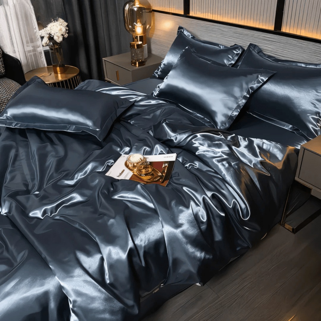 Bettwäsche Set | Satin-Optik Polyester | Bettbezug + Spannbettlaken + 2 Kissenbezüge | Dralux