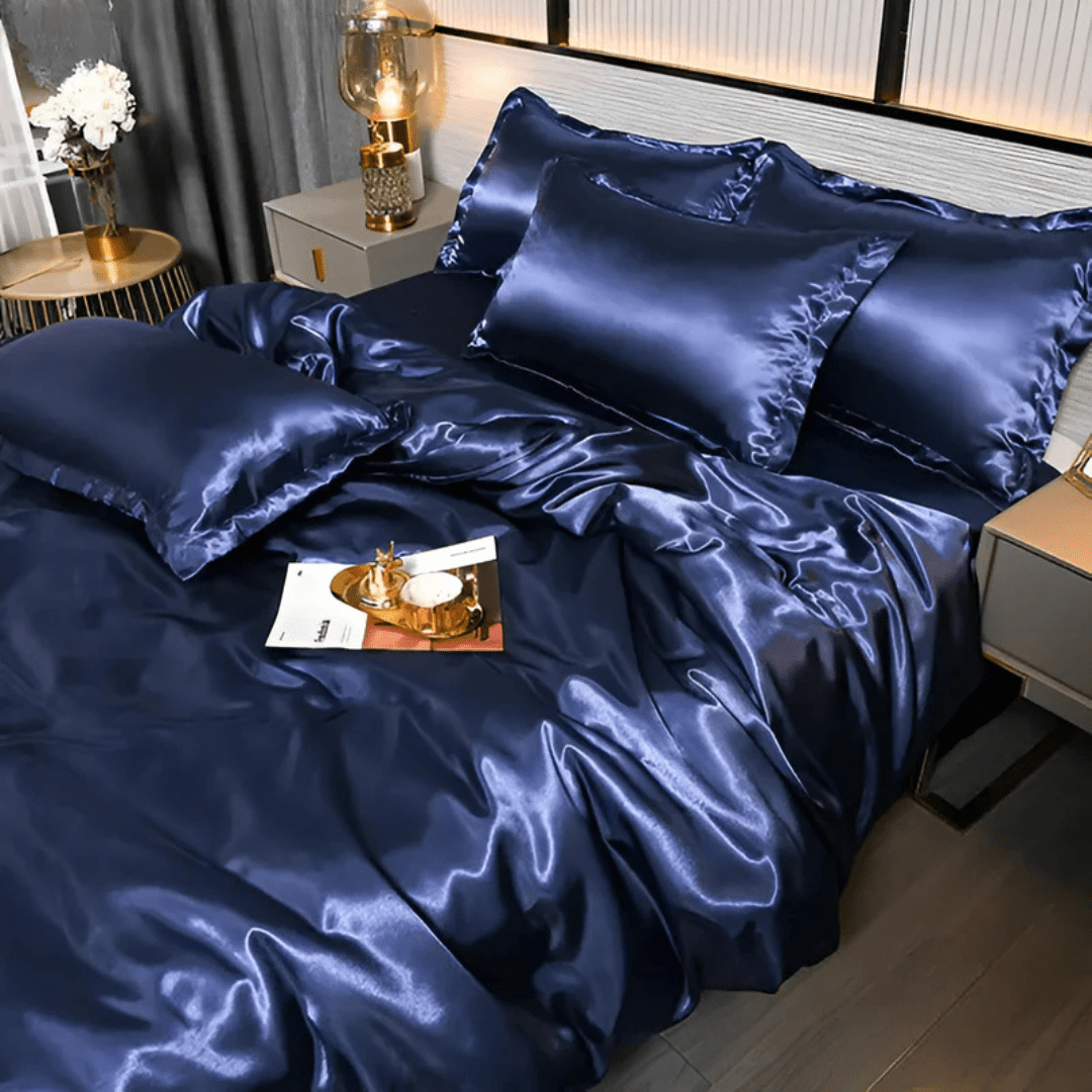 Bettwäsche Set | Satin-Optik Polyester | Bettbezug + Spannbettlaken + 2 Kissenbezüge | Dralux