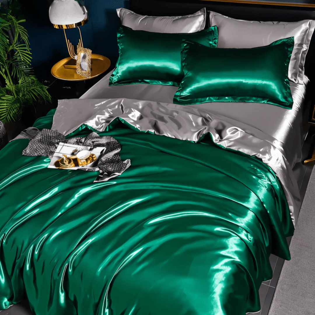 Bettwäsche Set | Satin-Optik Polyester | Bettbezug + Spannbettlaken + 2 Kissenbezüge | Dralux