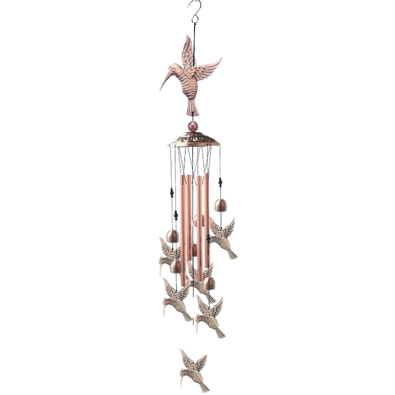 Windspiel aus Kupfer & Bronze | 7 Motive: Engel, Vogel, Schmetterling, Elefant, Fisch, Pferd, Eule | Wetterfest für Garten & Haus 4