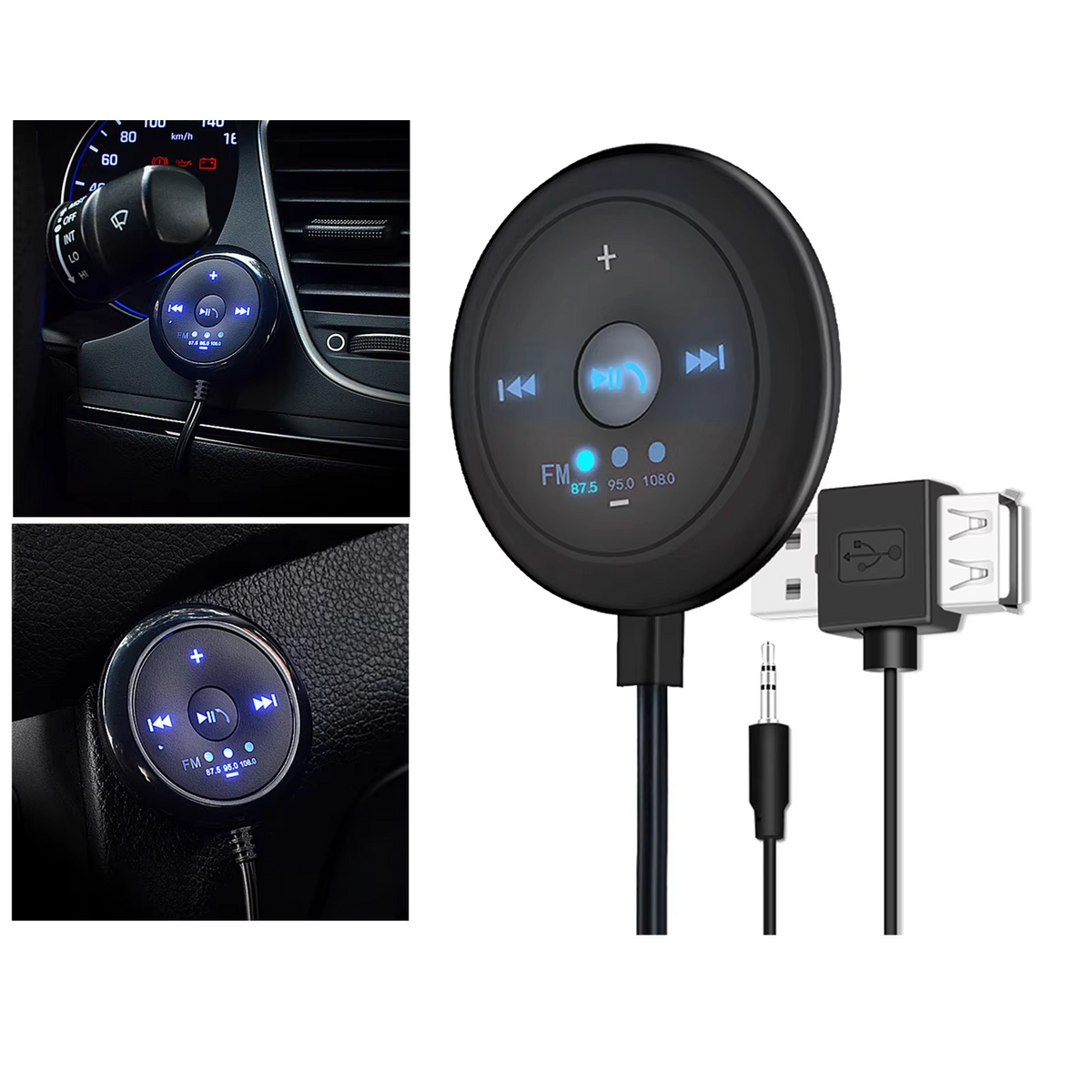 Bluetooth 5.0 FM-Transmitter Autoradio | AUX-Eingang, Freisprechfunktion | 500-mAh-Akku mit 5-V-Ladeanschluss, kompatibel 2