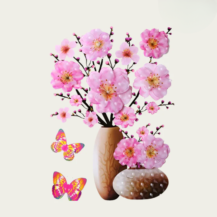 Blumen-Wandsticker mit Schmetterlingen | Abziehen und aufkleben | Wiederverwendbar | DekoFalter