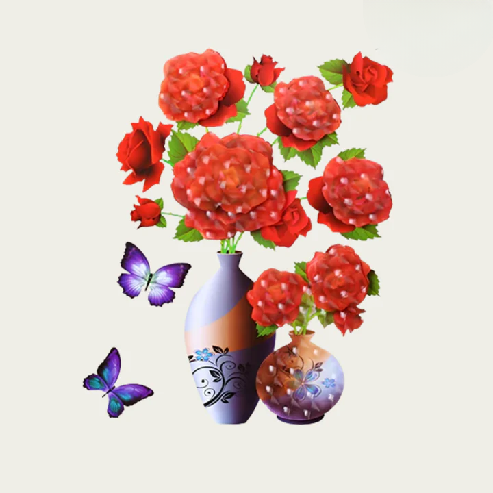 Blumen-Wandsticker mit Schmetterlingen | Abziehen und aufkleben | Wiederverwendbar | DekoFalter