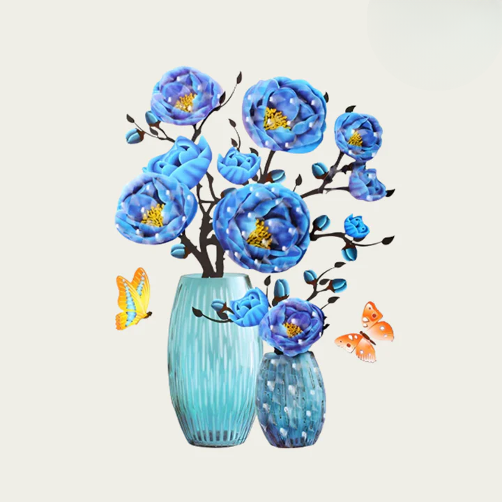 Blumen-Wandsticker mit Schmetterlingen | Abziehen und aufkleben | Wiederverwendbar | DekoFalter