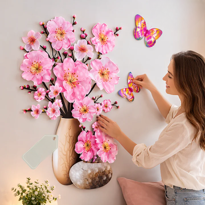 Blumen-Wandsticker mit Schmetterlingen | Abziehen und aufkleben | Wiederverwendbar | DekoFalter