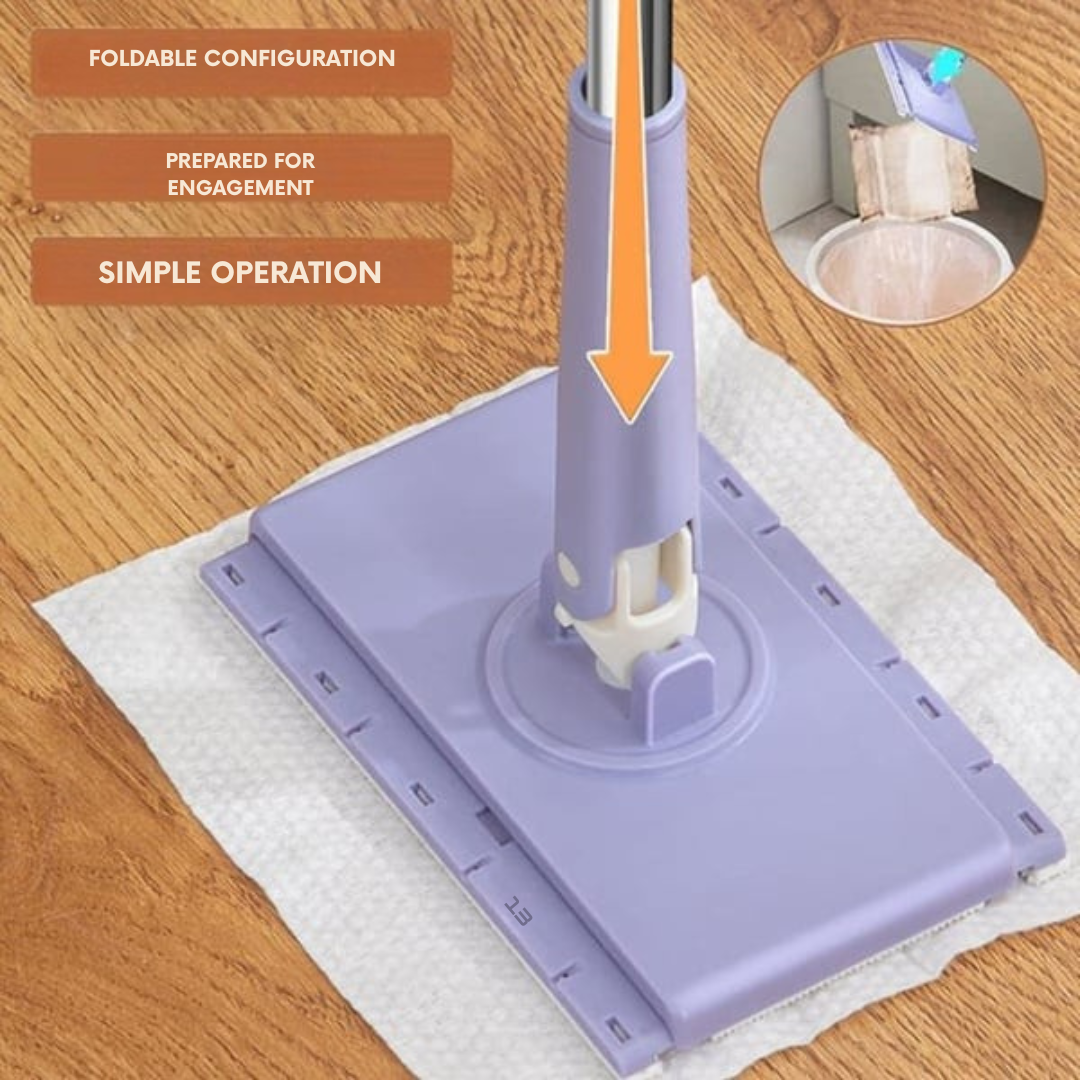 Bodenwischer | Flachmopp mit 360° Drehkopf | Berührungsfreier Padwechsel | MopMate