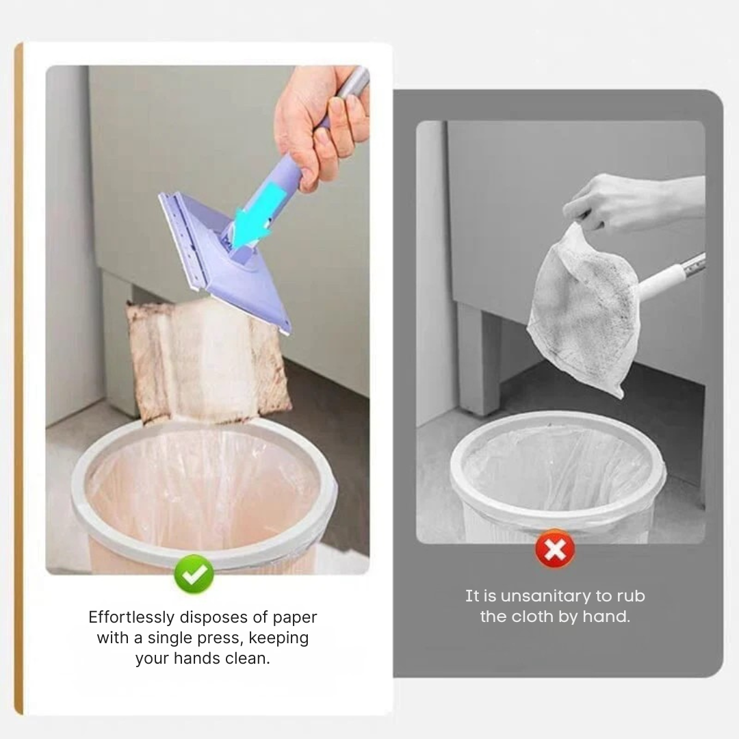 Bodenwischer | Flachmopp mit 360° Drehkopf | Berührungsfreier Padwechsel | MopMate