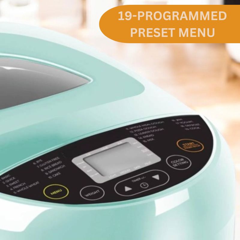 Brotbackautomat Programmierbar | 19 Backprogramme, 15-Std. Timer | Glutenfrei-Funktion, 3 Brotgrößen bis 900 g