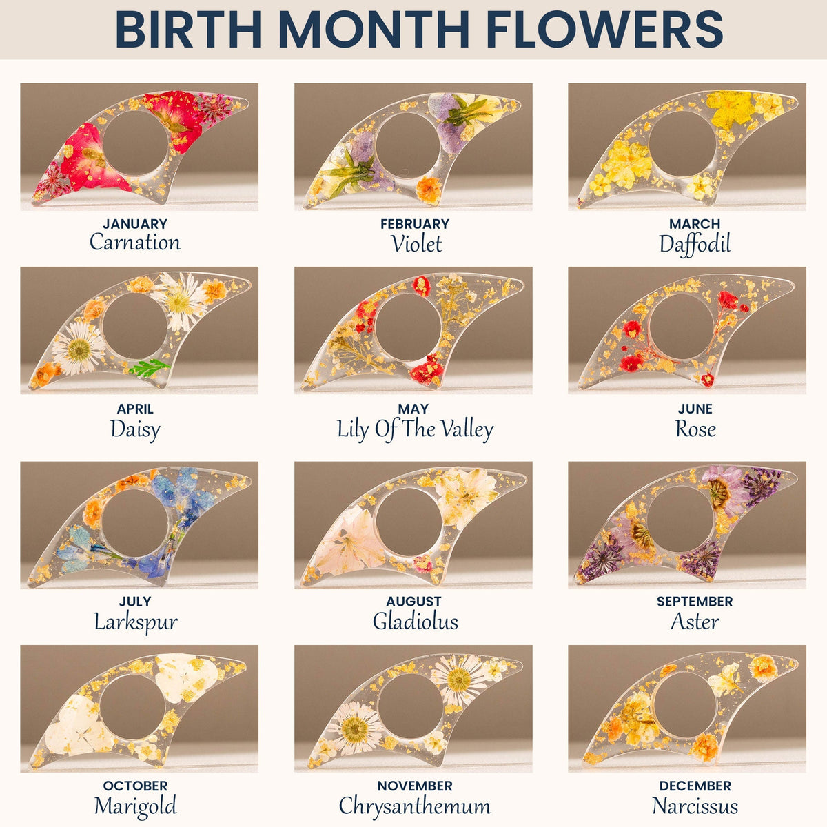 Buchhalter Ergonomisch Einhändig Leichtgewicht mit Geburtsmonat-Blume