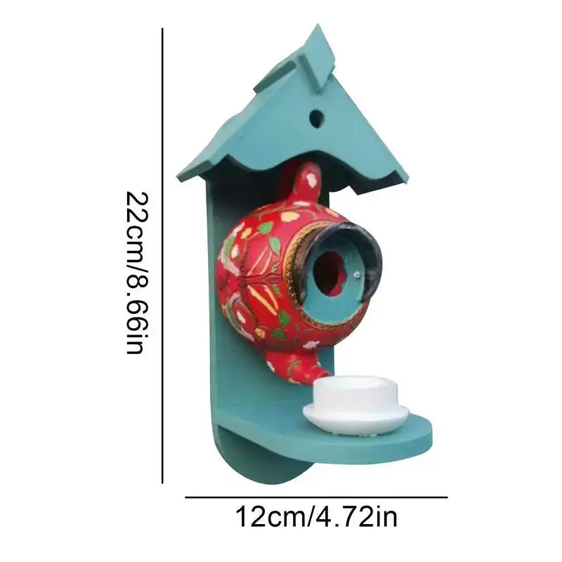 Vogelhaus konvice design | Ručně malované a odolné proti UV záření | Pro zahradu a balkon | NestCharm