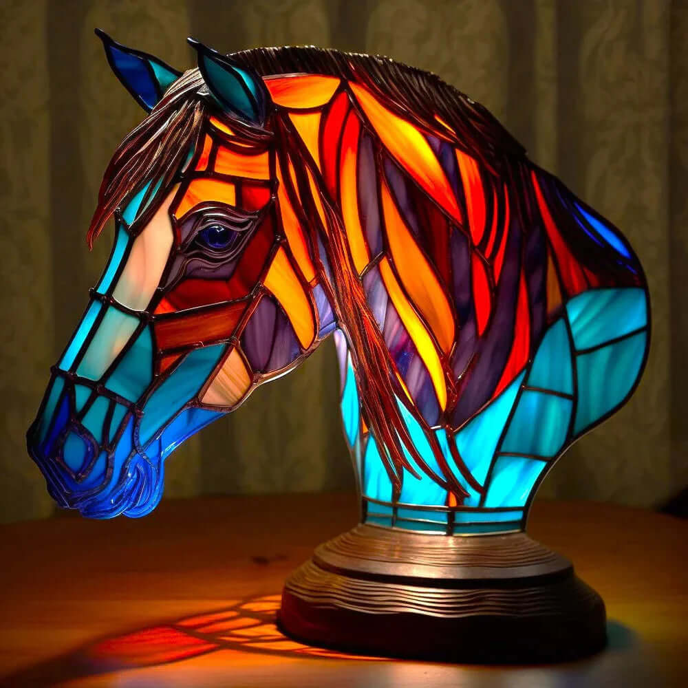 Buntglas Tischlampe aus Metall, 15 cm | Tiermotiv-Design, handgefertigt | Warmes Licht für Schlafzimmer und Wohnzimmer 12
