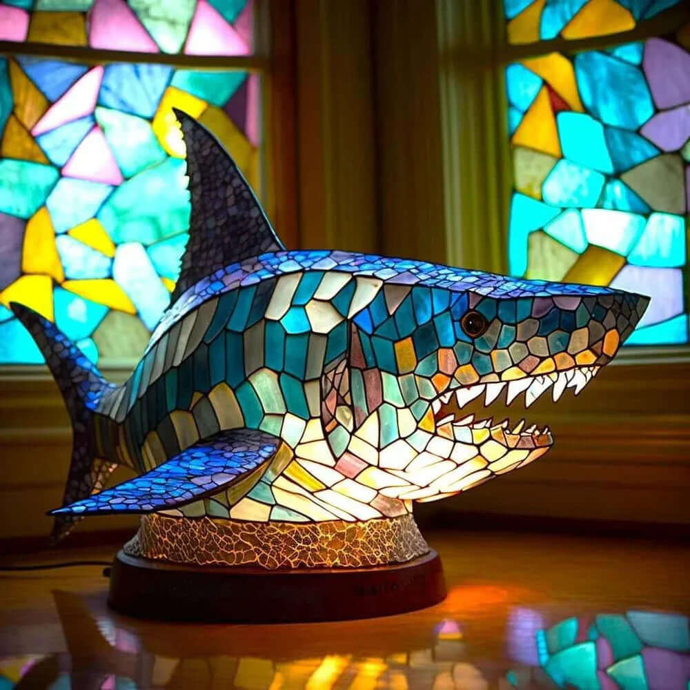 Buntglas Tischlampe aus Metall, 15 cm | Tiermotiv-Design, handgefertigt | Warmes Licht für Schlafzimmer und Wohnzimmer 13