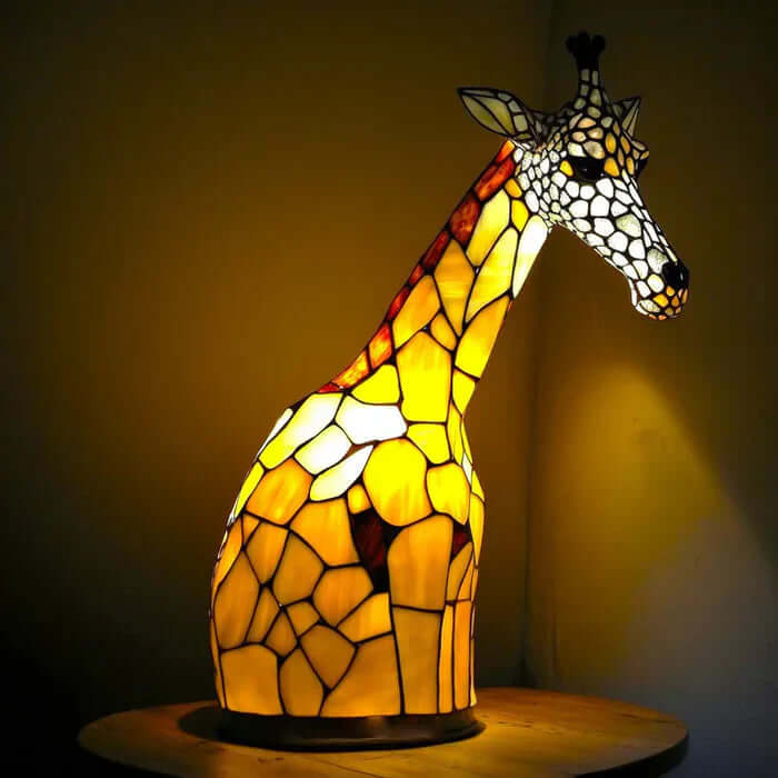 Buntglas Tischlampe aus Metall, 15 cm | Tiermotiv-Design, handgefertigt | Warmes Licht für Schlafzimmer und Wohnzimmer 17