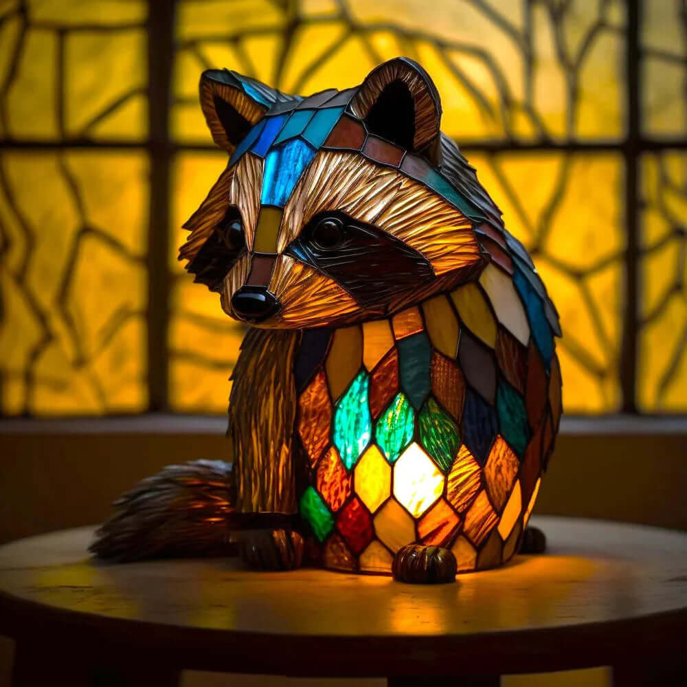 Buntglas Tischlampe aus Metall, 15 cm | Tiermotiv-Design, handgefertigt | Warmes Licht für Schlafzimmer und Wohnzimmer 5