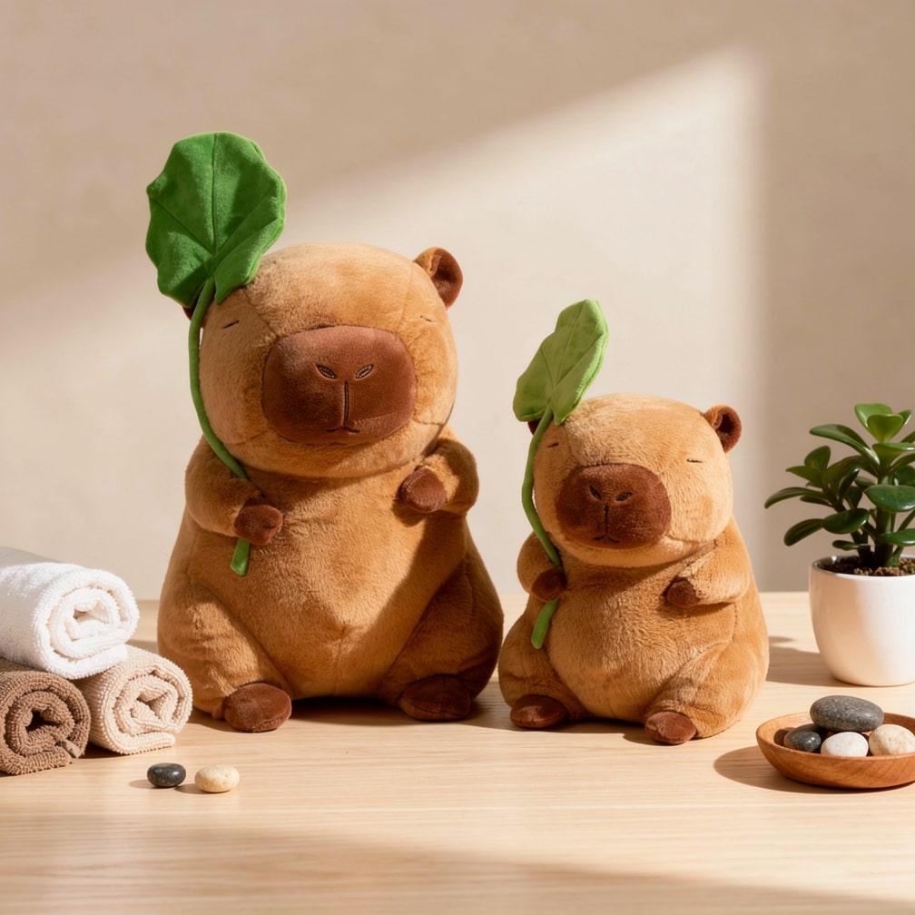 Capybara Kuscheltier Plüsch | Weiches Plüschmaterial für gemütliche Kuschelmomente | Ideal als Geschenk und Deko für Zuhause 2
