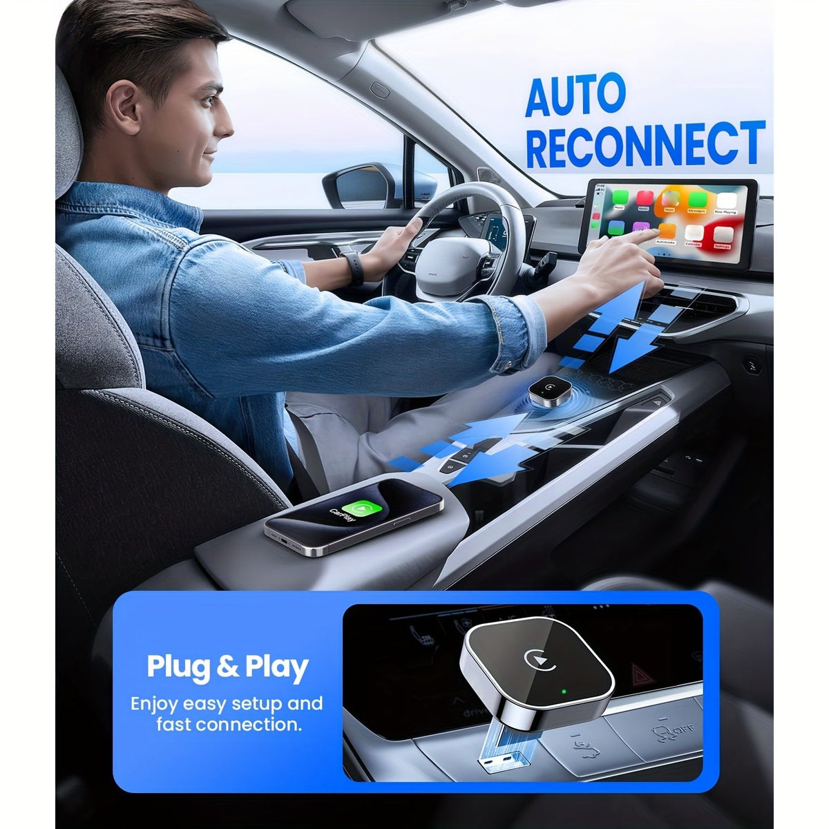 CarPlay & Android Auto Adapter | Plug & Play | Verbindet Automatisch | AutoCast
