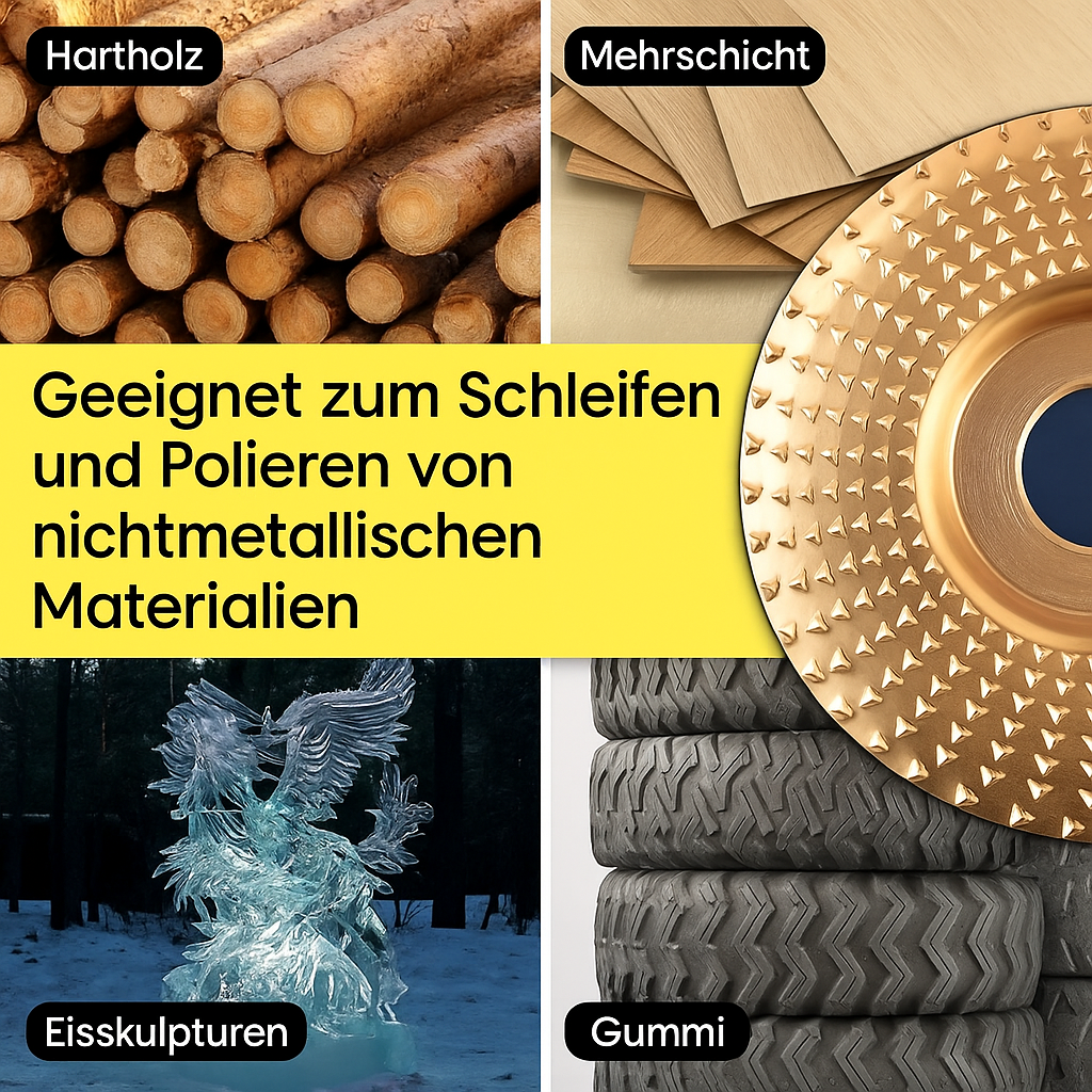 Holzbearbeitungs-Schleifscheiben-Set aus Hartmetall | 3 Scheiben für 4"/4.5" Winkelschleifer | Präzise, vibrationsfrei 2