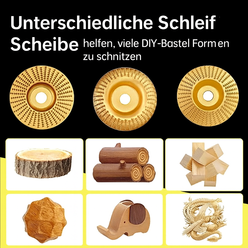 Holzbearbeitungs-Schleifscheiben-Set aus Hartmetall | 3 Scheiben für 4"/4.5" Winkelschleifer | Präzise, vibrationsfrei 6