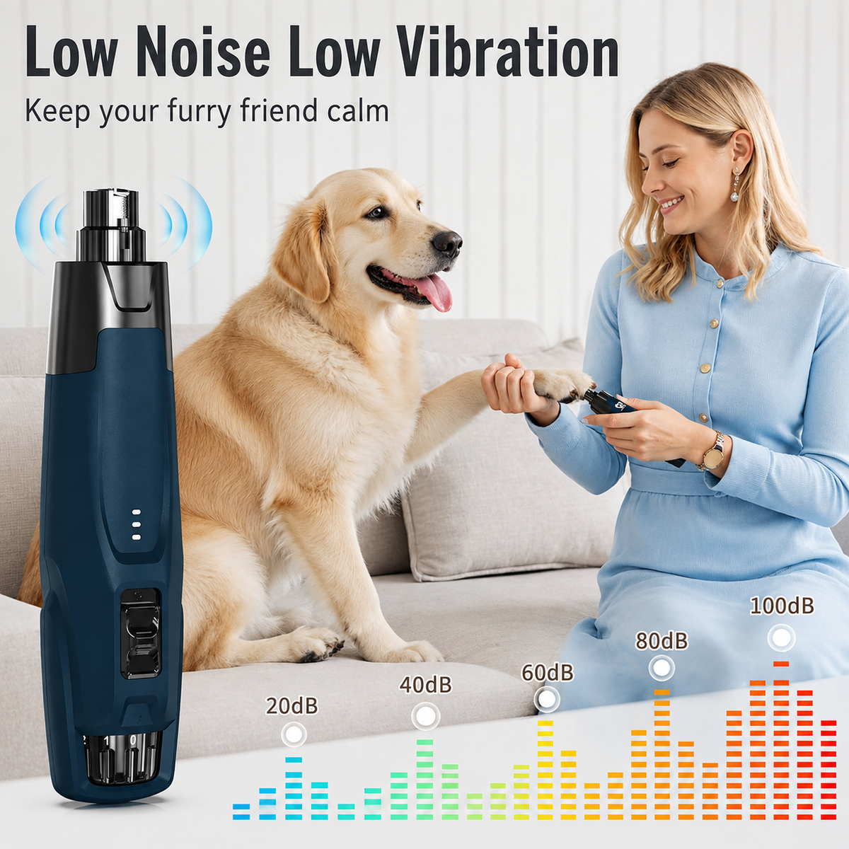Krallenschleifer für Hunde und Katzen | 6 Geschwindigkeitsstufen, Kupfermotor, LED-Licht | 2000mAh Akku, bis zu 7 Stunden Laufzeit 2