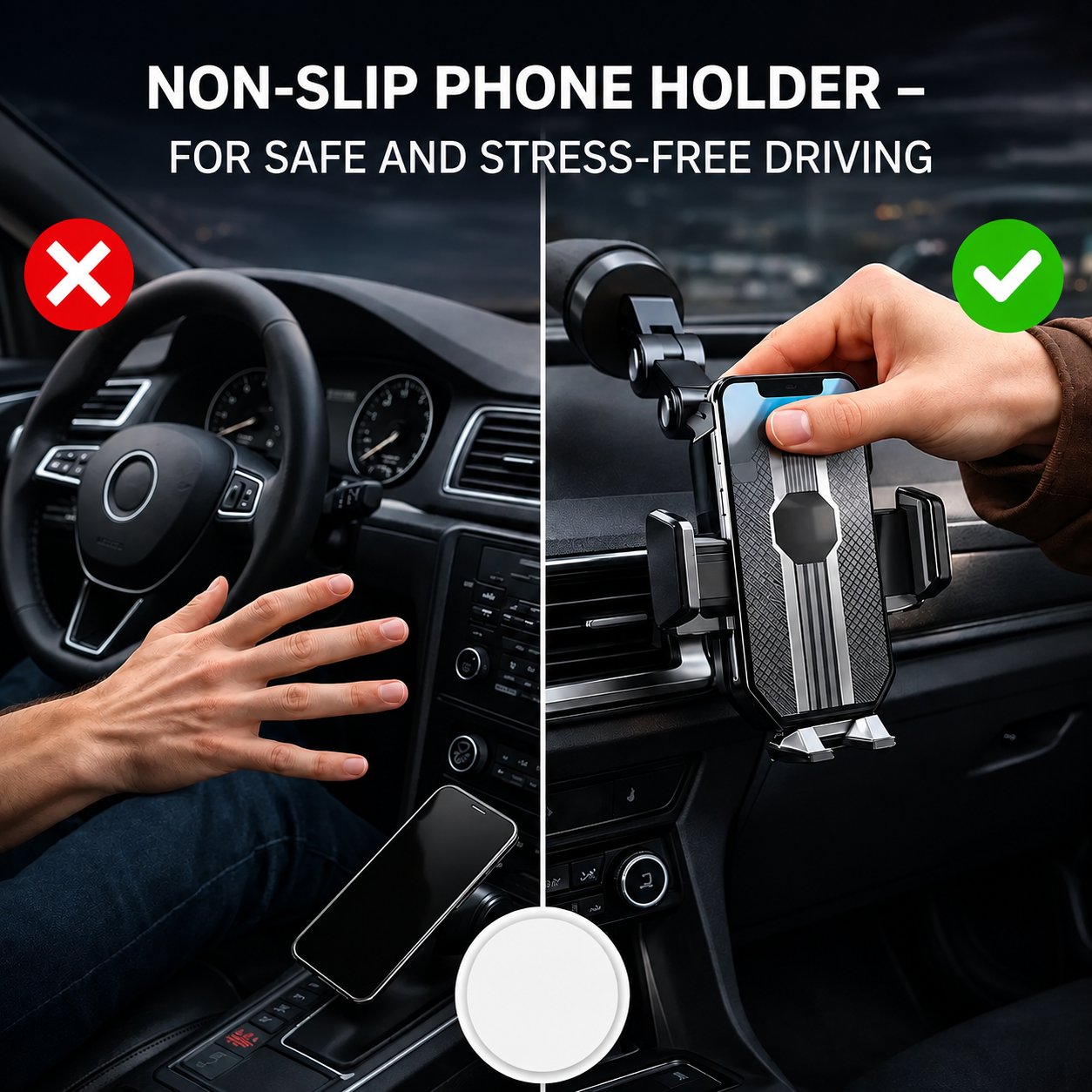 Mobilholder for bil | med sugekopp | 360° roterbar og justerbar arm | AutoVista
