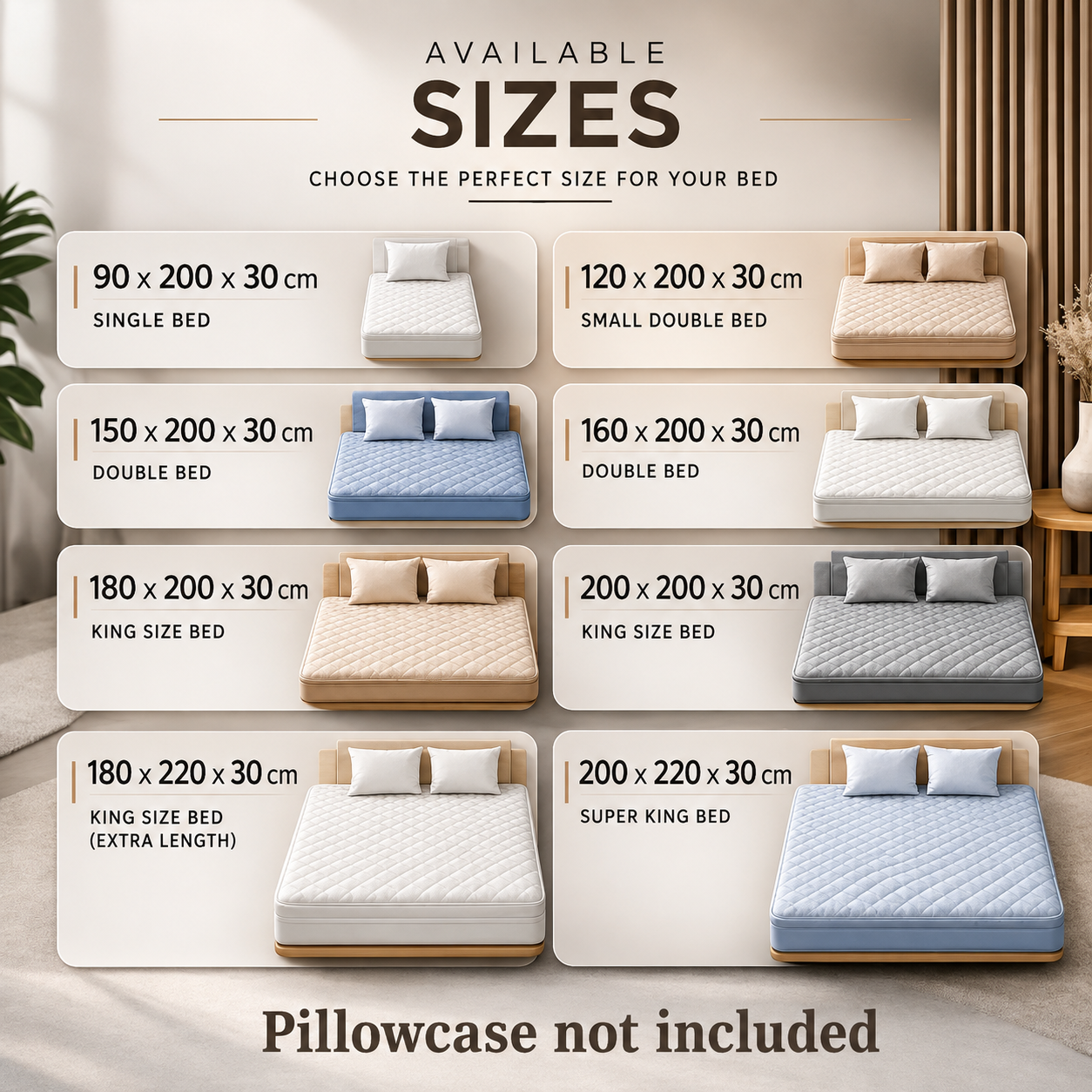 Protetor de colchão impermeável | Acolchoado | Protege contra líquidos e manchas | AquaGuard
