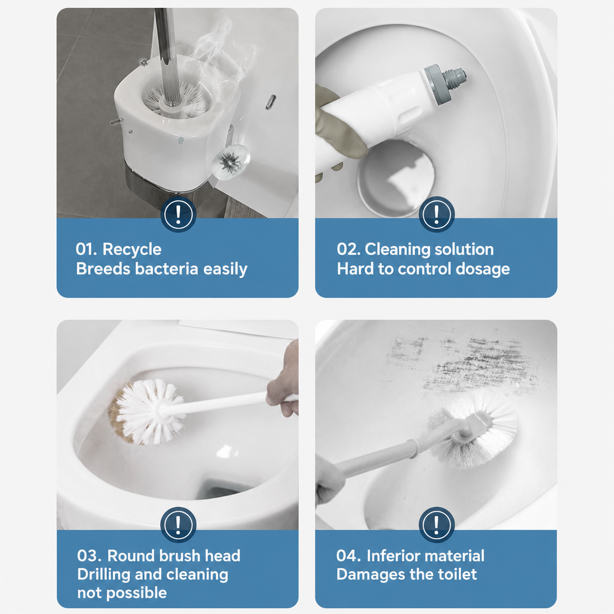 Kit de brosses nettoyantes pour toilettes à usage unique | avec manche et 5 têtes en éponge | nettoyant pré-rempli | FreshFlush