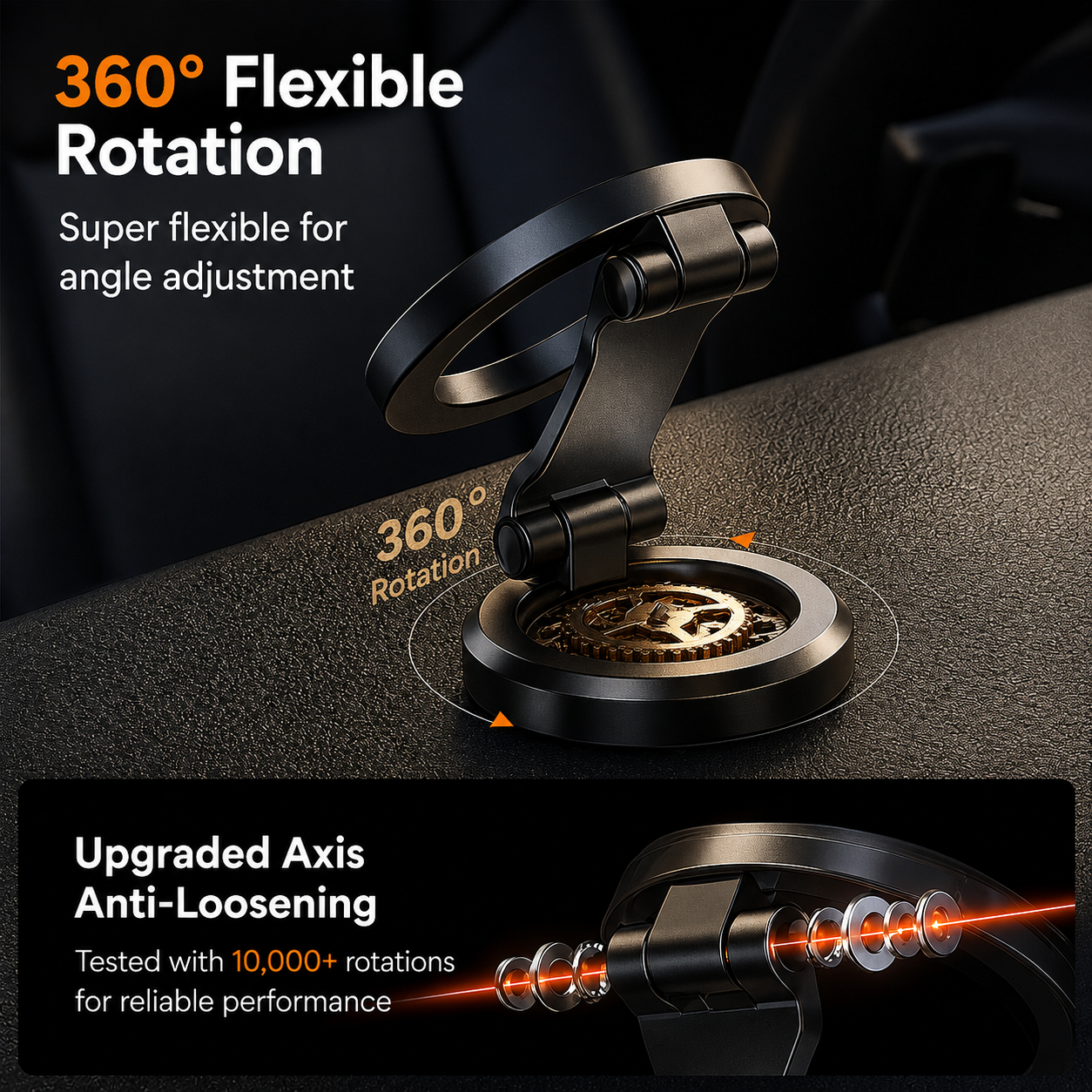 Support de téléphone pour voiture magnétique | Rotatif à 360° et pliable | Puissante fixation magnétique | DriveHold