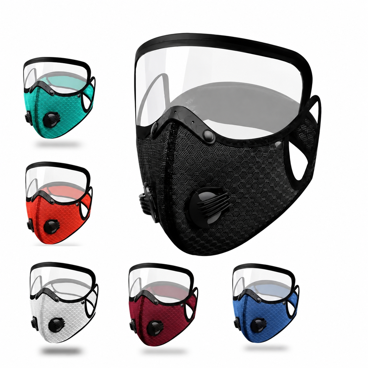 Maschera antipolvere riutilizzabile | con filtro a carbone attivo e visiera | Traspirante e leggera | RideMask