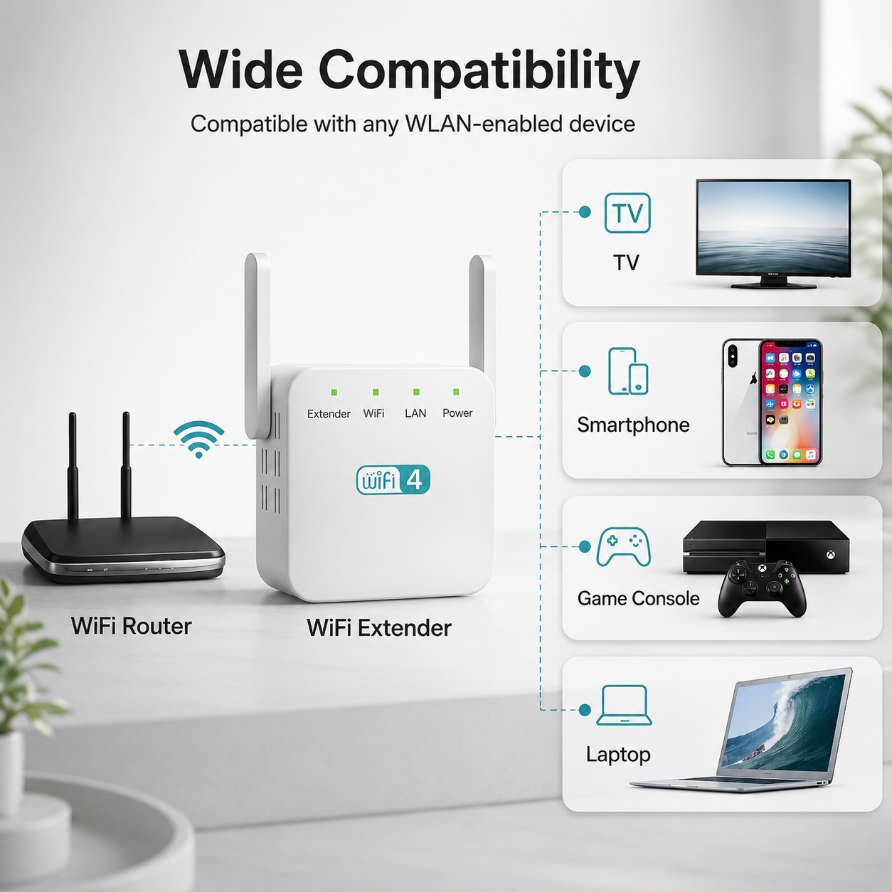 Ενισχυτής σήματος για WLAN | Ενισχυτές, δρομολογητές & σημεία πρόσβασης | Εμβέλεια έως 50μ | Netboost