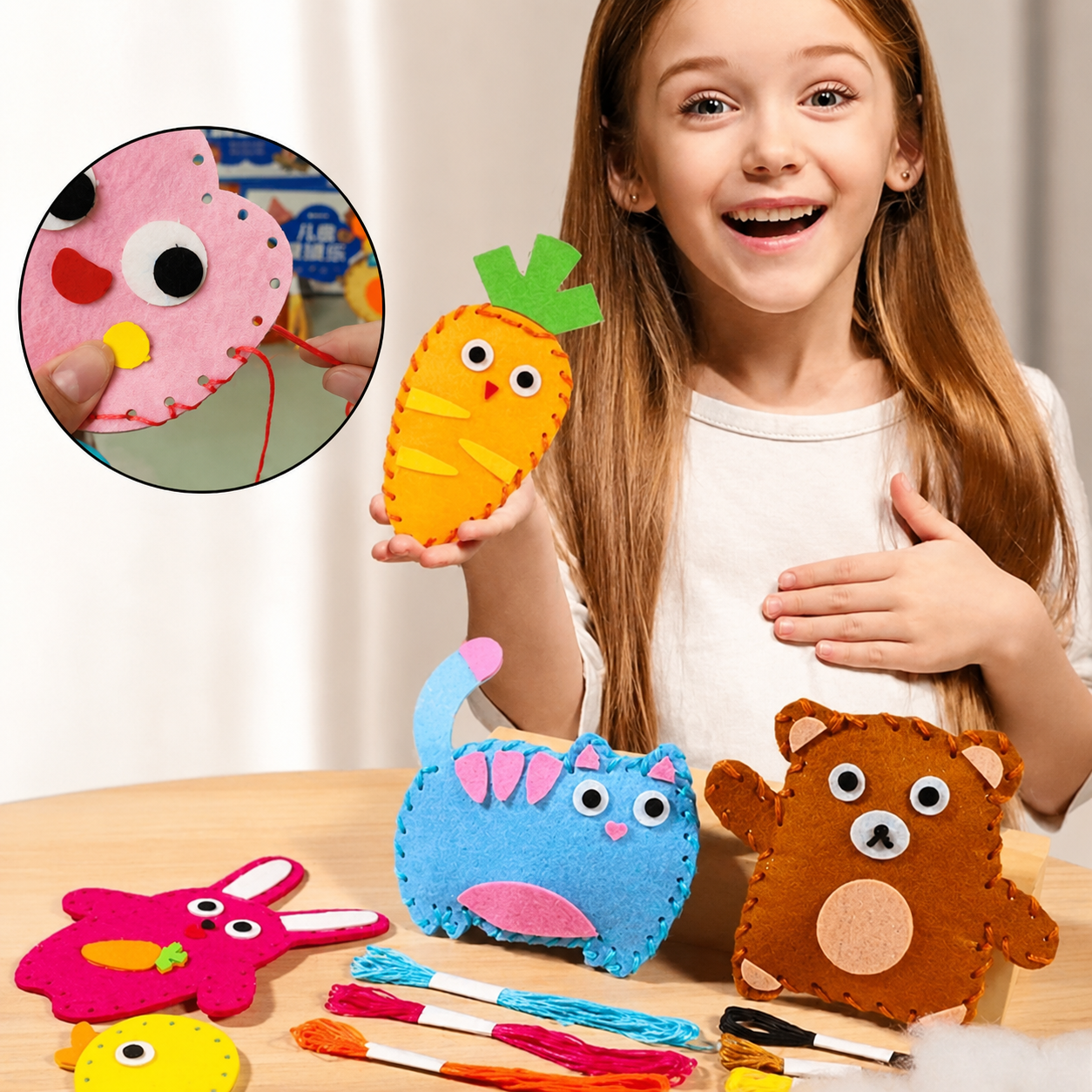 Kit de couture pour enfants | Favorise la motricité fine et la créativité | Activité créative sans écran | StitchKids
