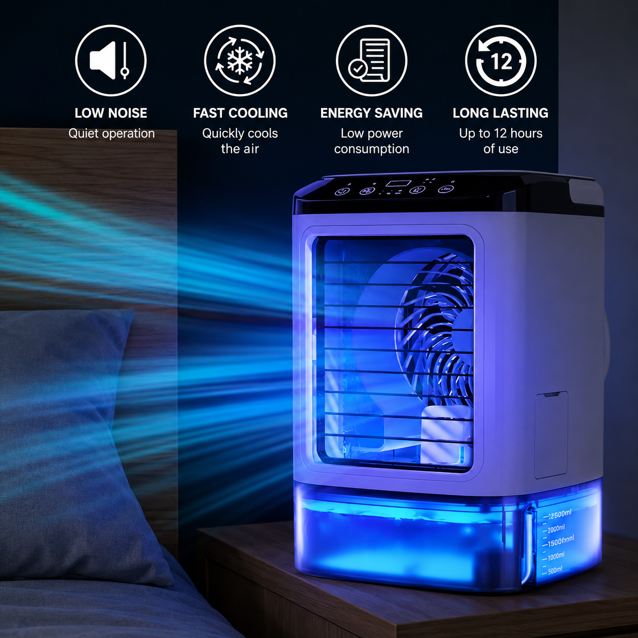 Přenosná klimatizace | Nastavitelná rychlost ventilátoru | Energeticky úsporná | Aquabrise
