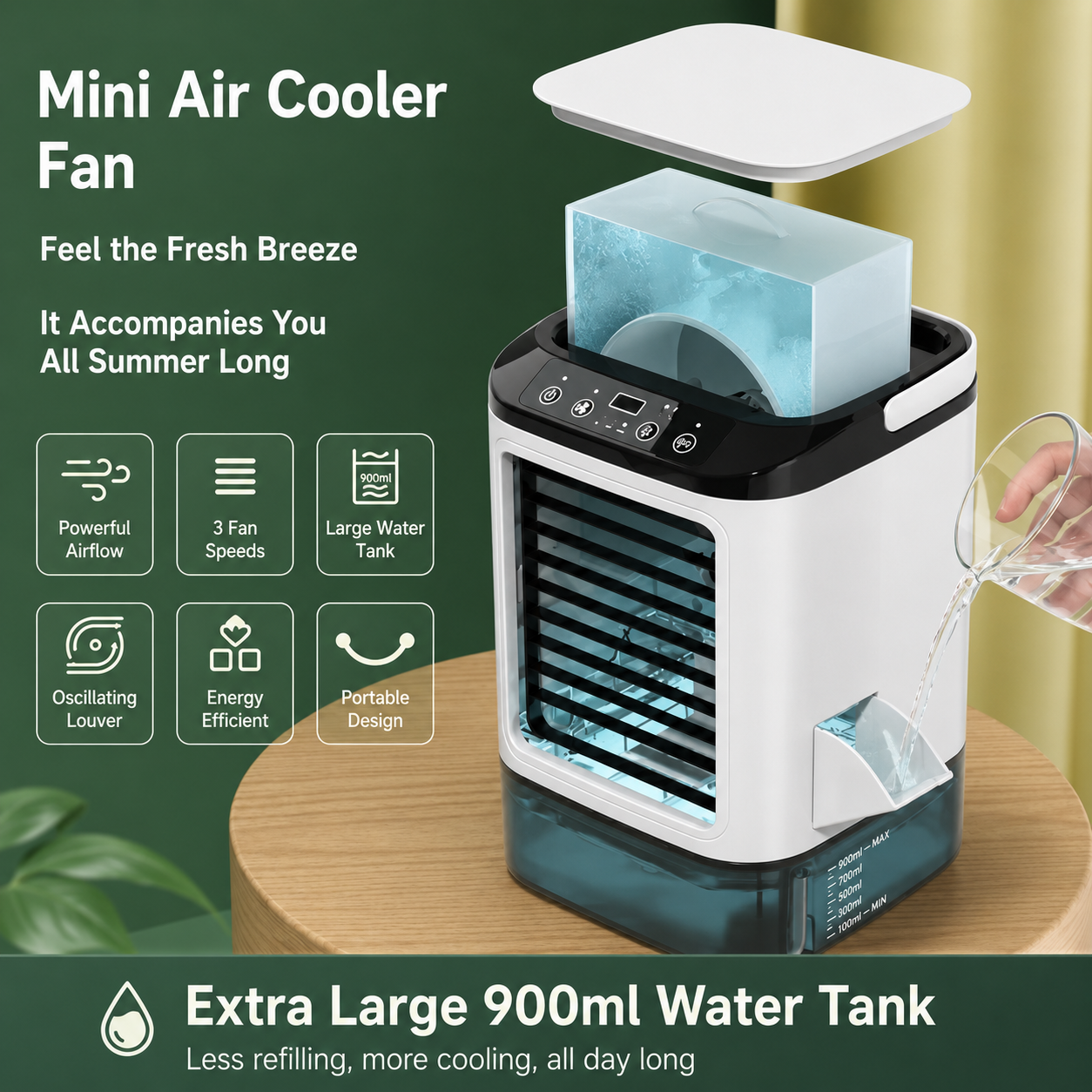 Přenosná klimatizace | Nastavitelná rychlost ventilátoru | Energeticky úsporná | Aquabrise