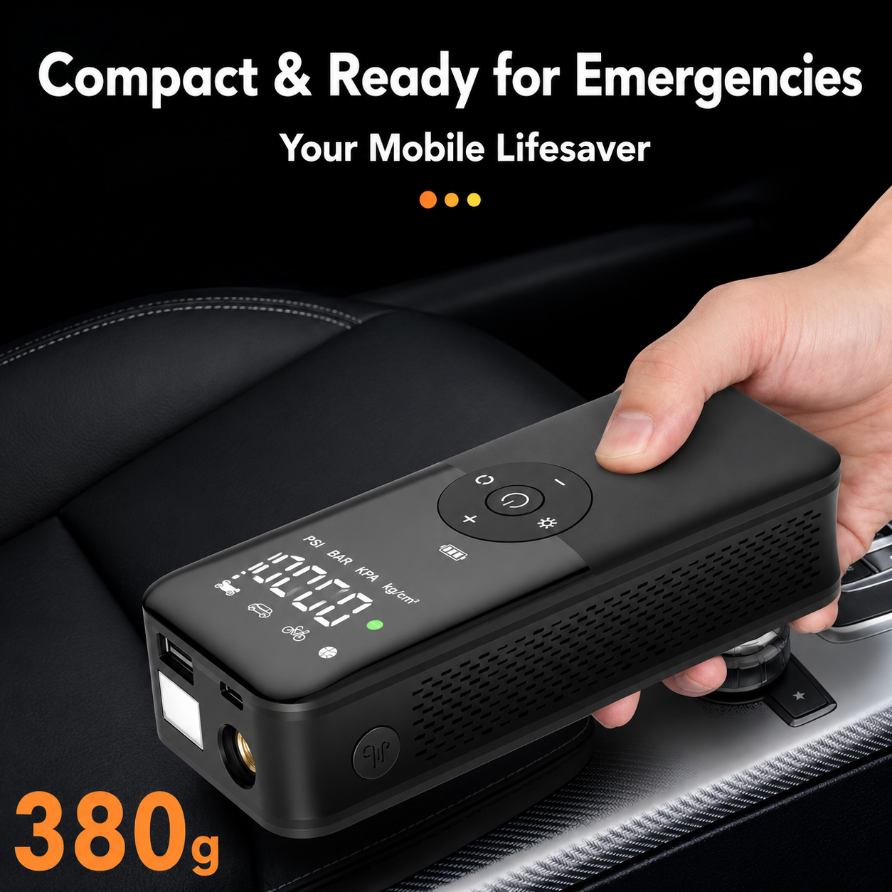 Inteligentní přenosná vzduchová pumpa | Powerbanka s LCD | Kolo, auto, sportovní míč | AirMaster