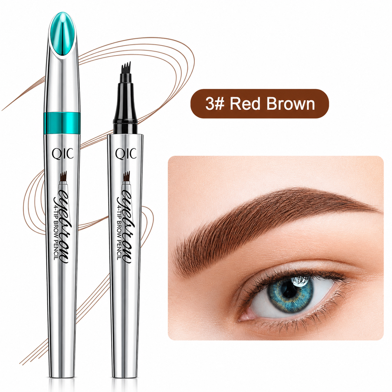 Lápiz para cejas | Impermeable 3D con 4 puntas en horquilla | Efecto microblading | BrowFinesse