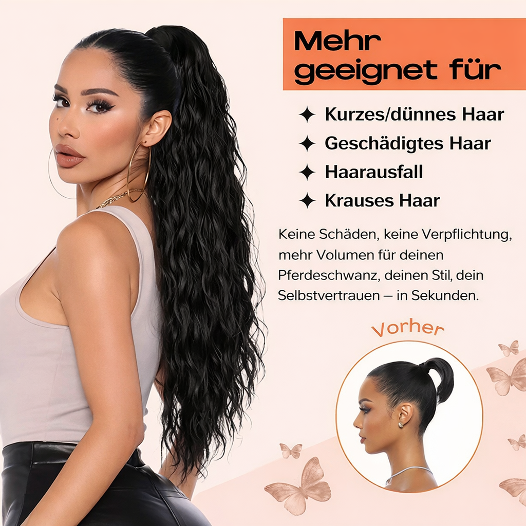 Clip-In Pferdeschwanz Extension | Sofort Volumen & Länge | VoluStyle