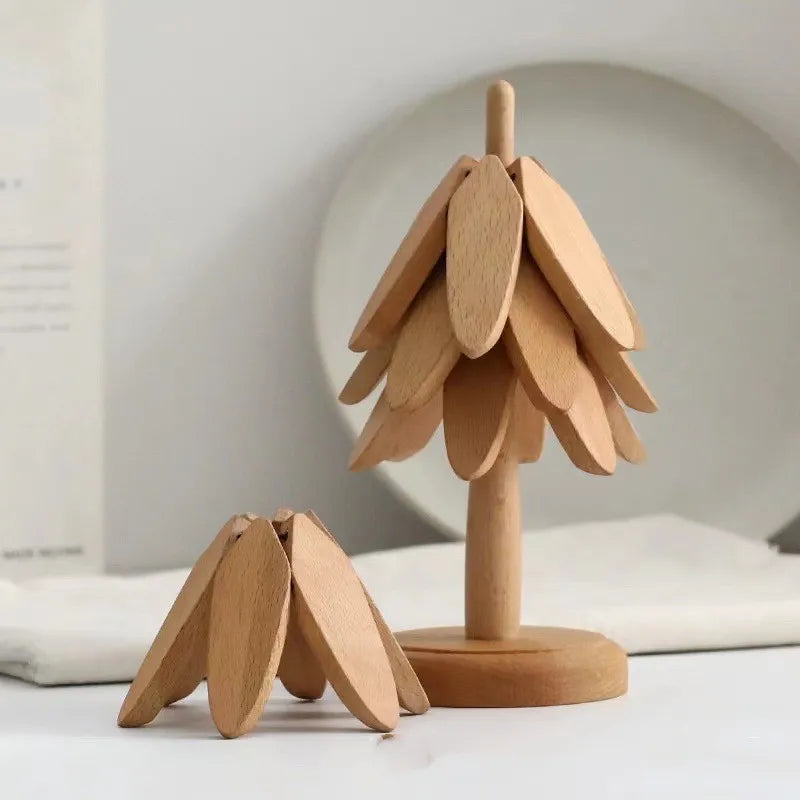 Coastree™ | Holz Baum Folding Untersetzer Set