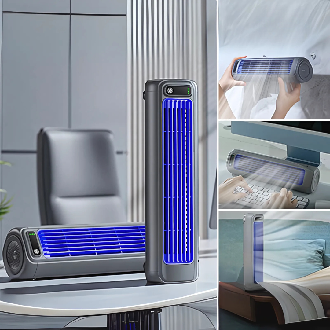 Tragbarer Luftkühler Mini-Klimagerät | 3 Kühlstufen, Ultra-leise | Kompakt für Schlafzimmer, Büro & Camping, energiesparend 1