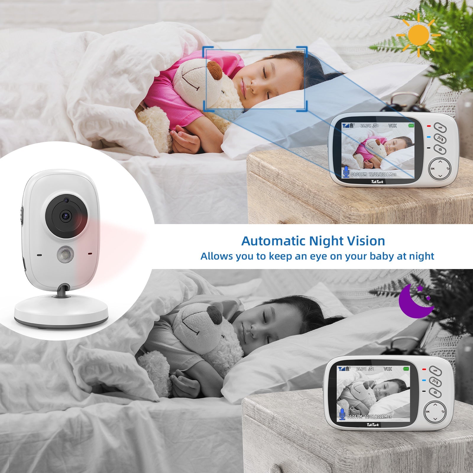 CradleView™ | Drahtloses Babyphone mit LCD-Display und 2-Wege-Audiogespräch